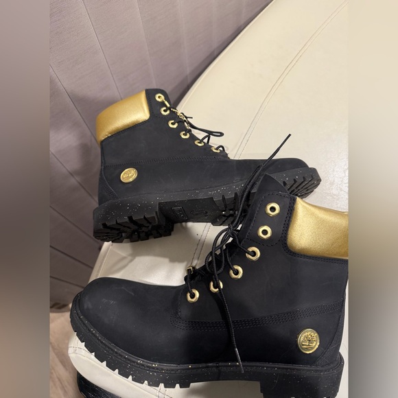 Timberland Shoes - Women’s Black and Gold Lace-Up Work Boots
